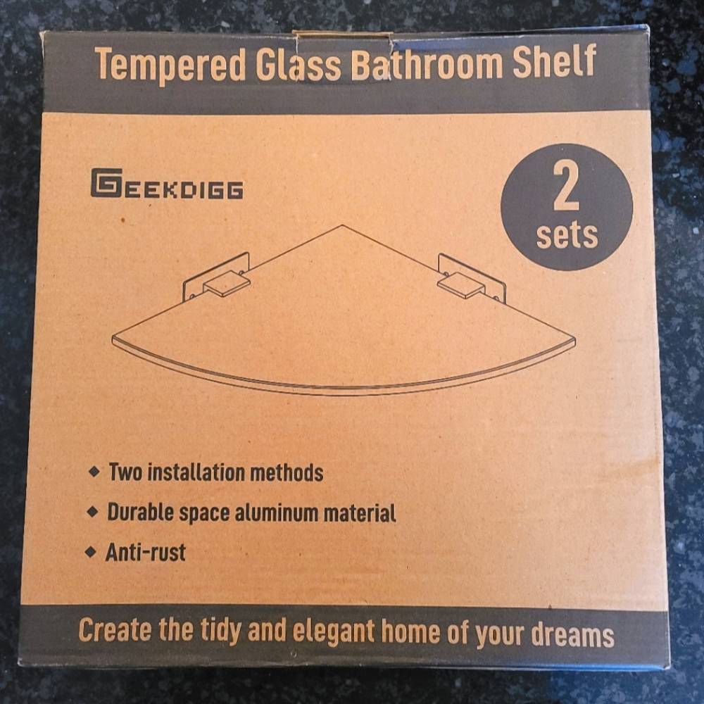 Amazon Glass Corner Bathroom Shelf Set - Clear and Silver - Picture 2 of 14